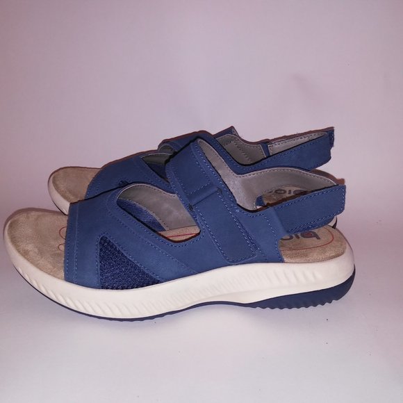 Bionica Sandals Womens Size 7.5‎ M Blue Strappy Open Toe Leather Upper Preowned - Picture 10 of 14